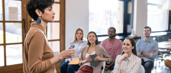 Woman leading a teaching session